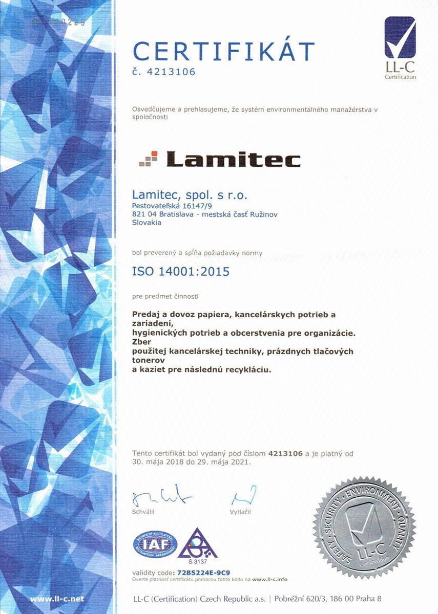 Certifikát ISO 14001:12004 SK
