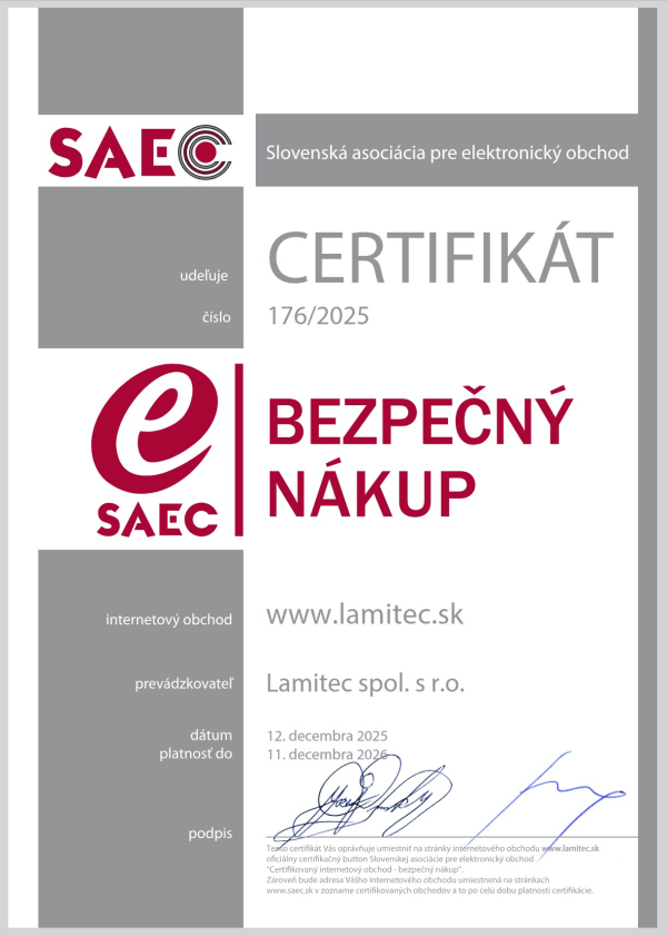 SAEC certifikát Lamitec 2025
