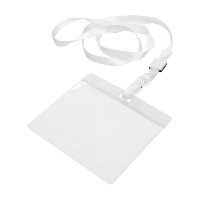 Šnúrka na krk 48,5 x 11,2 x 0,5 cm s PVC držiakom biela