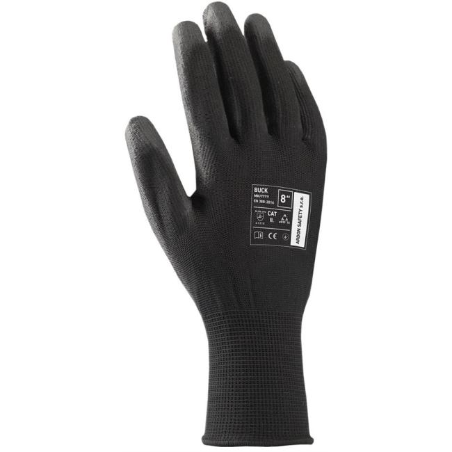 Rukavice polyester, polomáčané BUCK čierne veľ. 10/XL