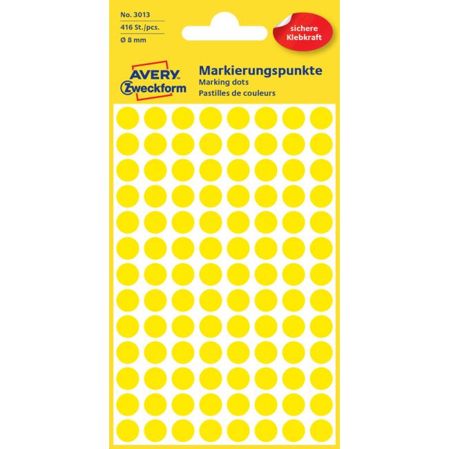 Etikety Avery kruhové 8 mm, žlté