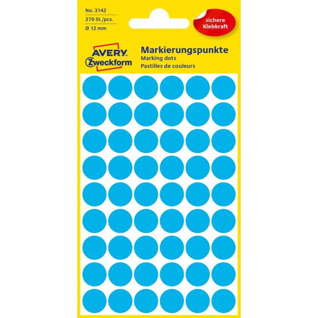 Etikety Avery kruhové 12 mm, modré