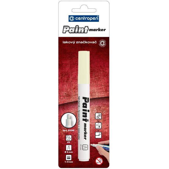 Lakový popisovač Centropen  9100 biely