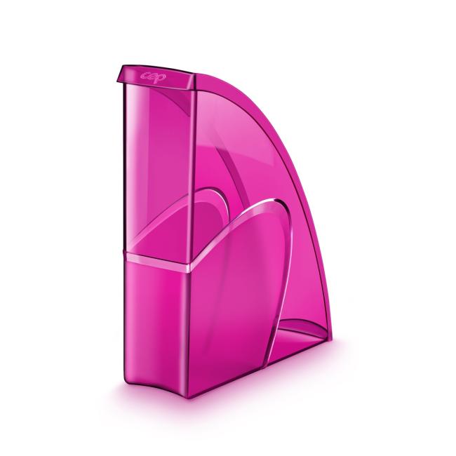 Stojan na časopisy CepPro Happy transparentný ružový