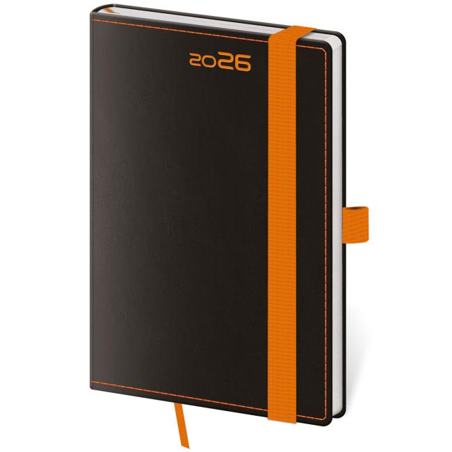 Diár BLACK ORANGE týždenný vreckový A6 9x14cm 2026