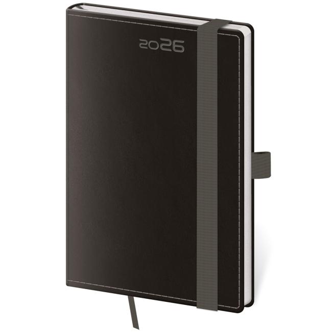 Diár DOUBLE BLACK týždenný vreckový A6 9x14cm 2026