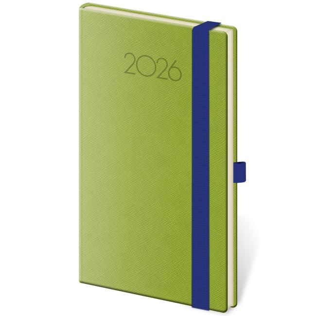 Diár New Praga týždenný vreckový 9x14cm zelený 2026