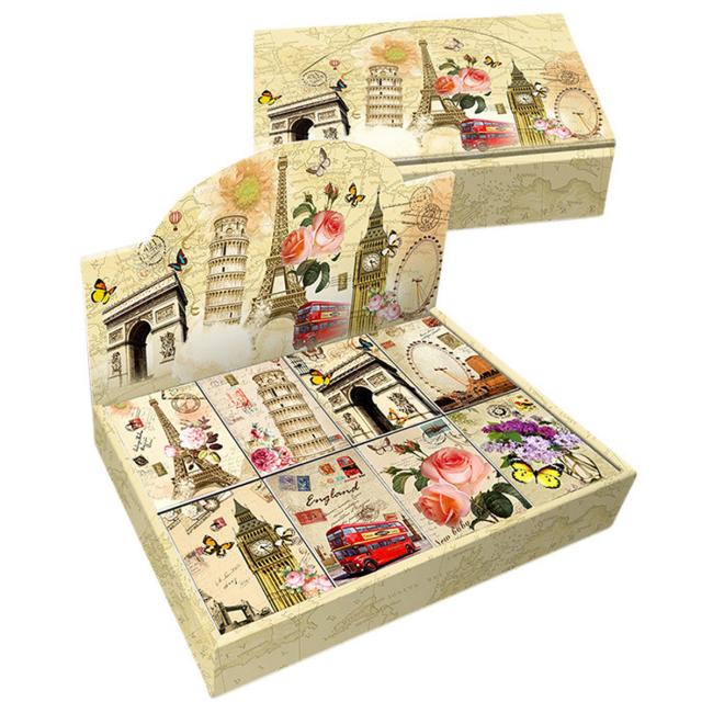 Miniblok DONAU Mestá, 3D, 40 listov, 6,4x8,25cm, mix motívov, display 80 ks