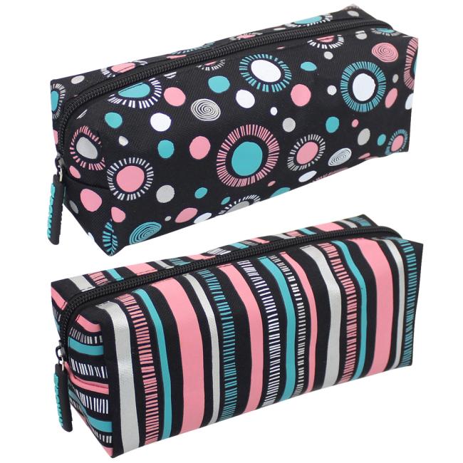 Puzdro na perá DONAU Bodky / Prúžky, 6 ks