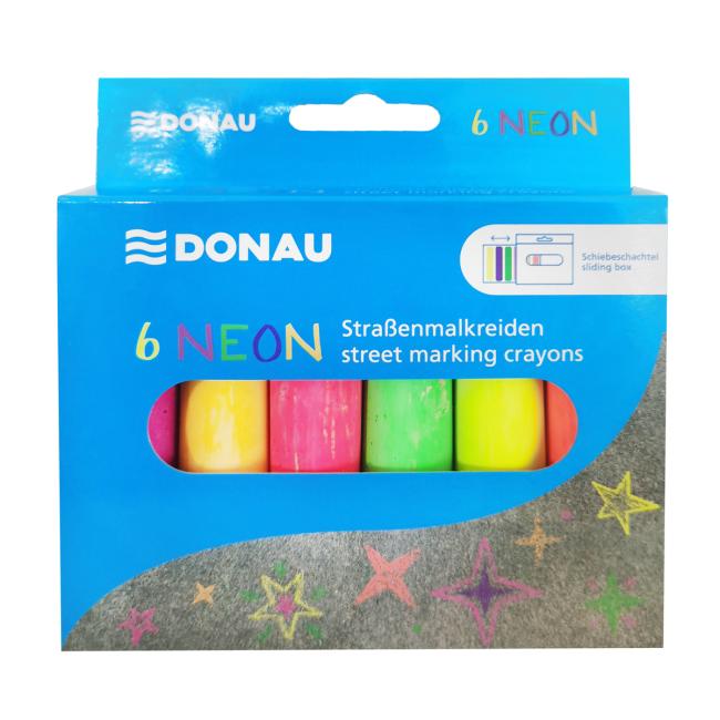 Krieda na chodník DONAU, 10,5cm, mix neónových farieb, 6 ks
