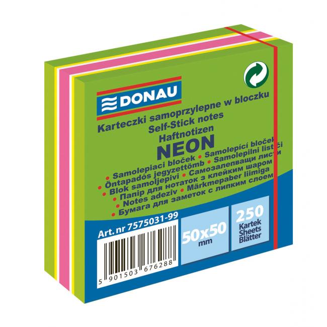 Bloček Donau neónový, 50 x 50 mm, zelený, 250 lístkov