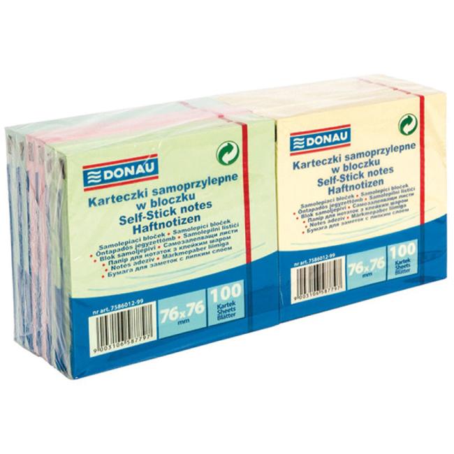 Samolepiaci bloček 76x76mm 4 farby 12 bločkov x 100 listkov