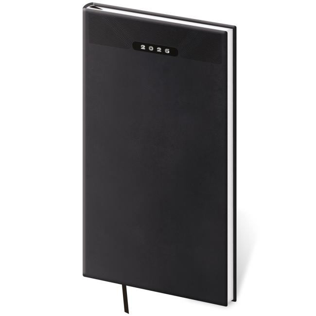 Diár Print classic týždenný vreckový 8x15cm čierny 2026