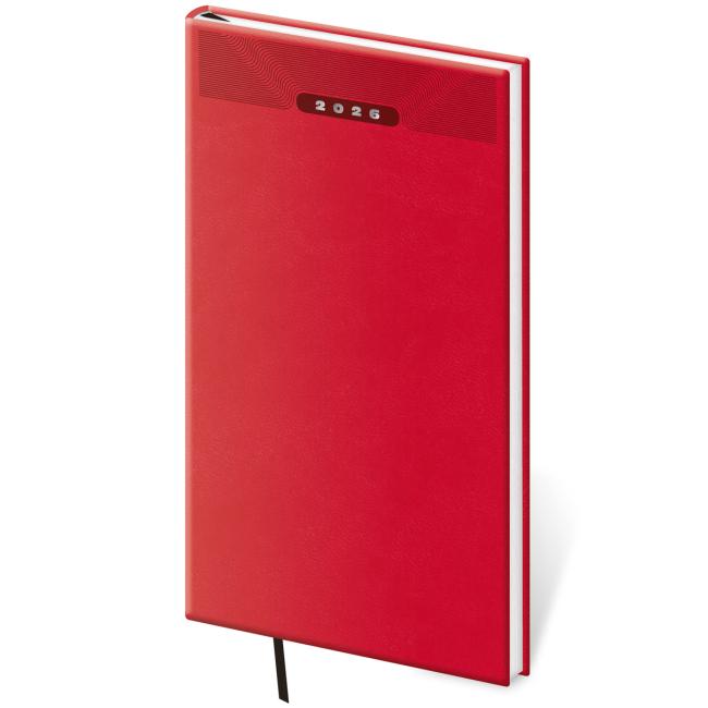 Diár Print classic týždenný vreckový 8x15cm červený 2026