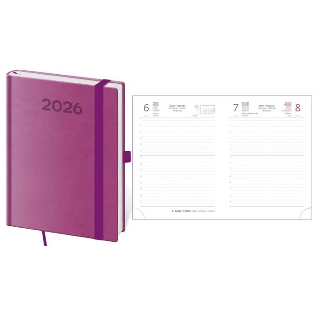 Diár Print Pop denný B6 12 x 16,5cm fialový 2026
