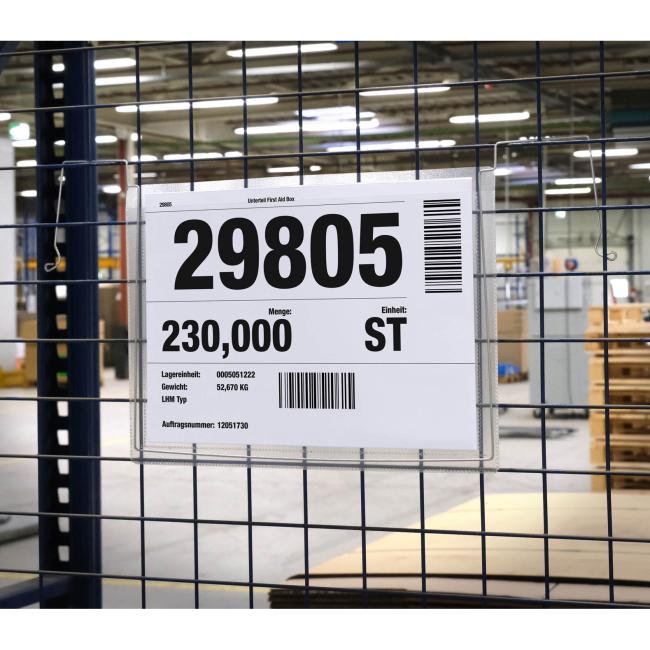 Závesné vrecko s drôteným vešiakom na šírku A4, 50ks, transparentné