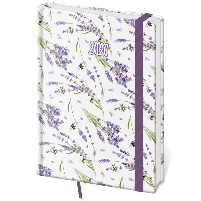 Diár Vario denný A5 14,3x20,5 cm s gumičkou Lavender 2026
