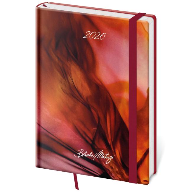 Diár Vario denný A5 14,3x20,5 cm s gumičkou Matragi Red 2026