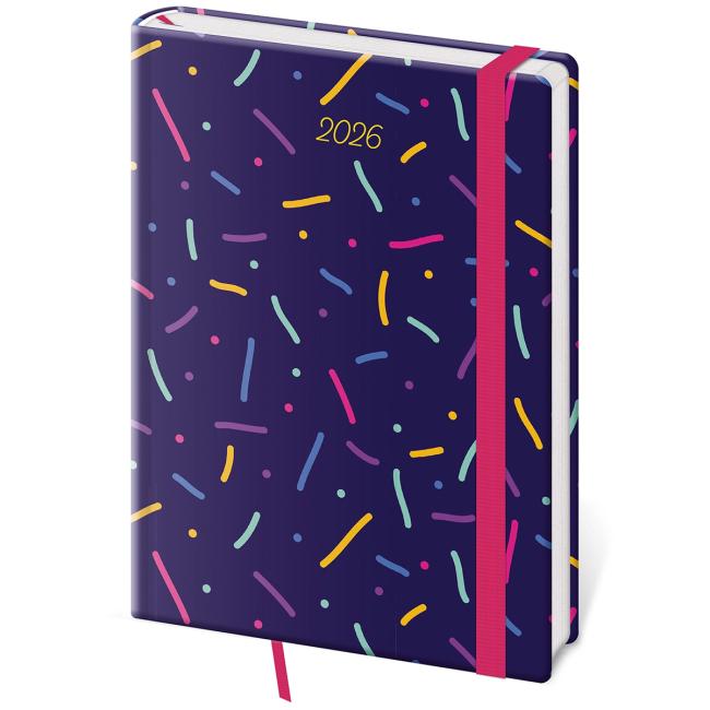 Diár Vario týždenný A5 14,5x20,5 cm s gumičkou Sprinkles 2026