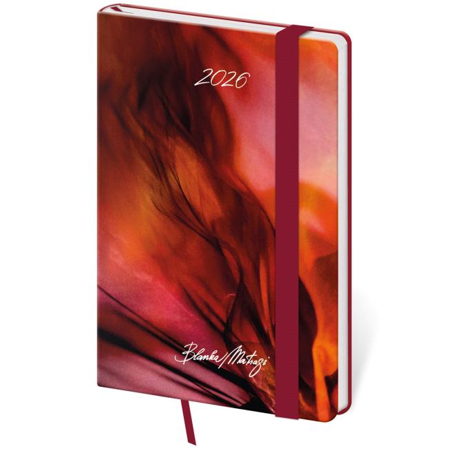Diár Vario týždenný vreckový A6 9x14 cm s gumičkou Matragi Red 2026