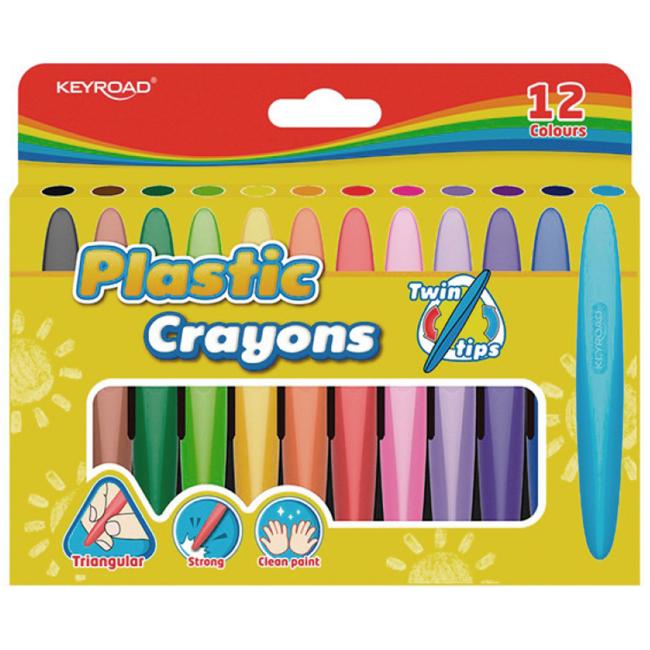 Voskové pastelky KEYROAD Twin Tips trojhranné mix farieb