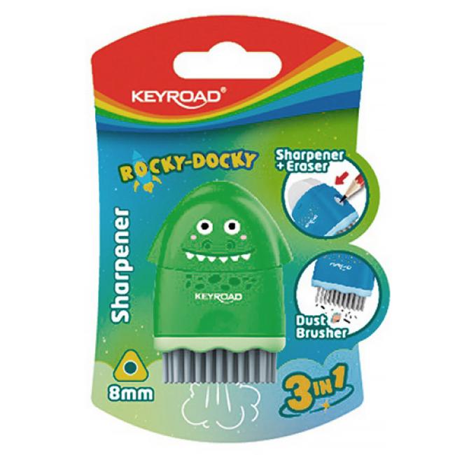 Strúhadlo KEYROAD ROCKY-DOCKY plastové s nádobou na odpad, blister, mix farieb