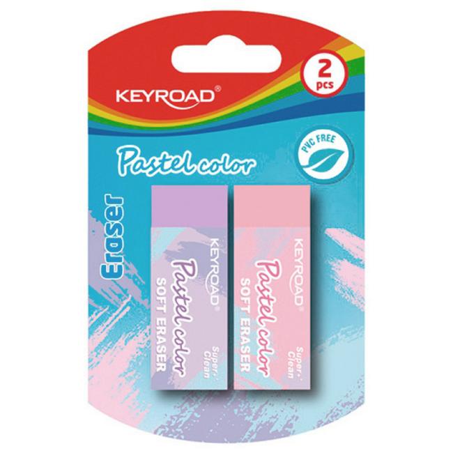 Guma KEYROAD Pastel, blister 2 ks, mix farieb