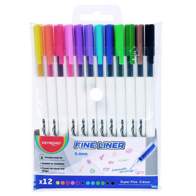 Sada linerov KEYROAD Fine 0,4 mm, 12 ks mix farieb