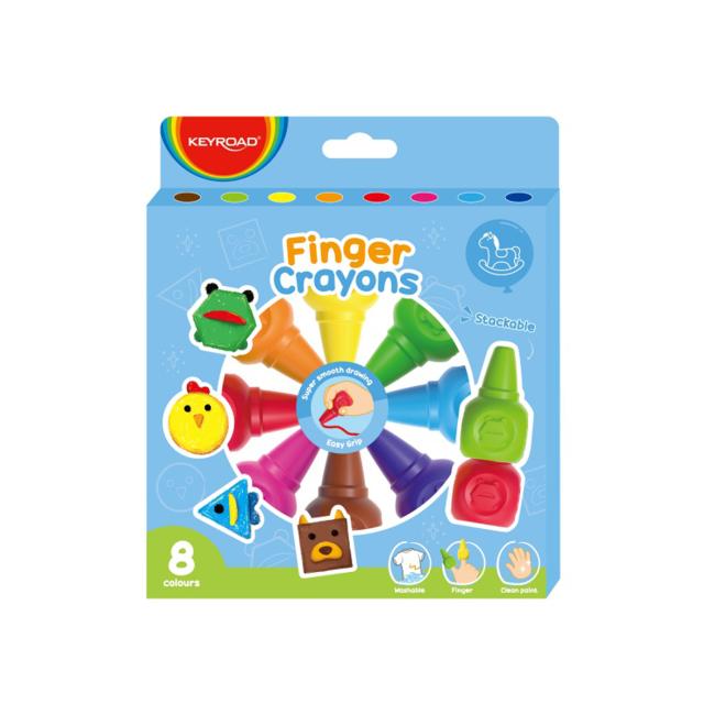 Voskové pastelky na prsty KEYROAD, 8 ks