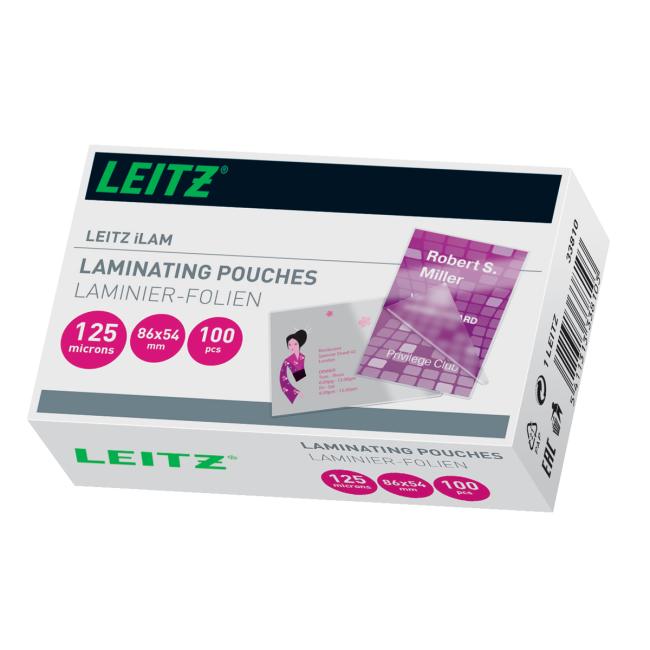 Lesklé laminovacie fólie Leitz iLAM 86 x 54 mm, 125 mic, 100 ks