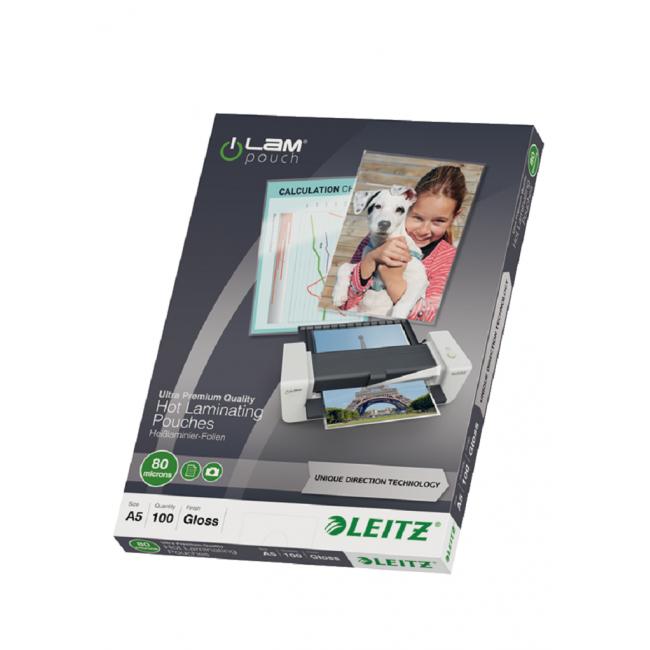 Laminovacie fólie Leitz A5 so smerovacou technológiou, 80 mi
