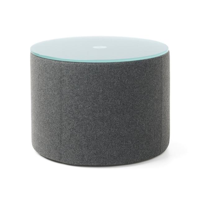 Konferenčný stolík Vancouver Oto, valec, mliečne trvdené sklo, p 54 cm, látka Next NX-14 tmavosivá