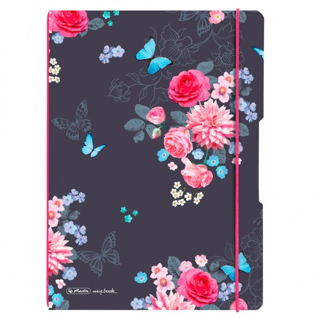 Zošit Herlitz my.book Flex Ladylike A4 2x40 listov linajkovo-štvorčekový PP Kvety