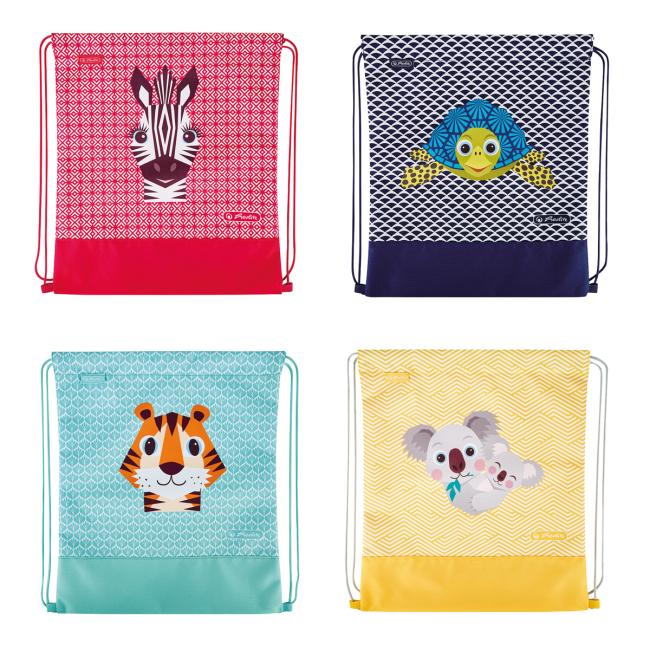 Vrecko na prezuvky Herlitz Cute Animals 36,5x40,5x0,5cm mix Koala, Tiger, Zebra a Korytnačka