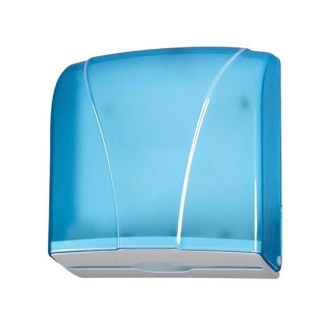 Zásobník manuálny na skladané utierky ZZ, priehľadný modrý