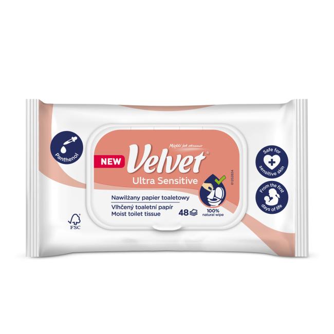 Vlhčený toaletný papier VELVET Ultra sensitive 48 ks