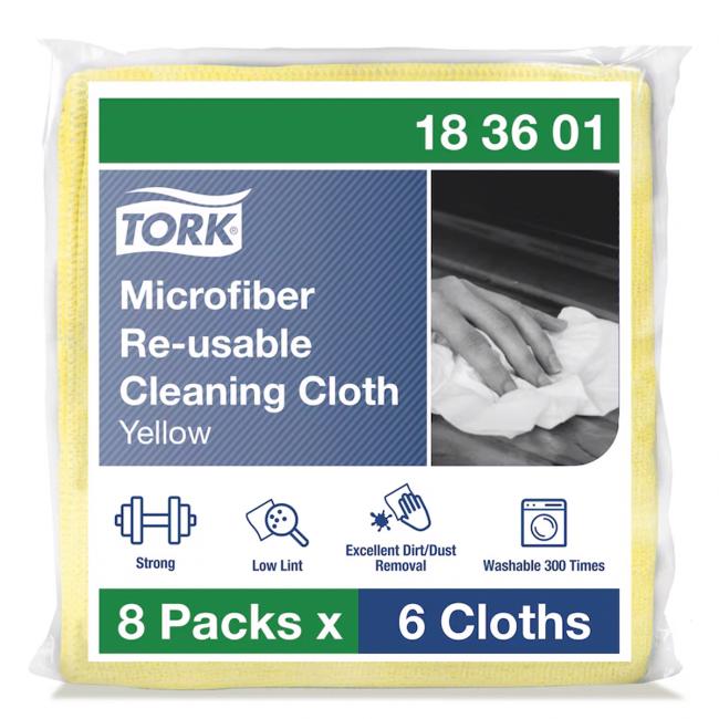 Čistiaca utierka TORK z mikrovlákna na opakované použitie 30,5x30,5 cm, žltá, 6 ks