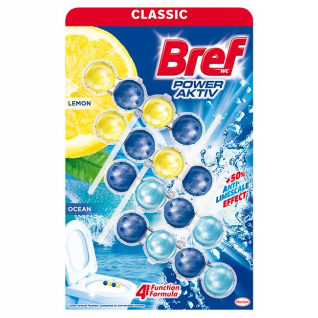 Bref WC závesný blok tuhý 4 x 50 g lemon ocean