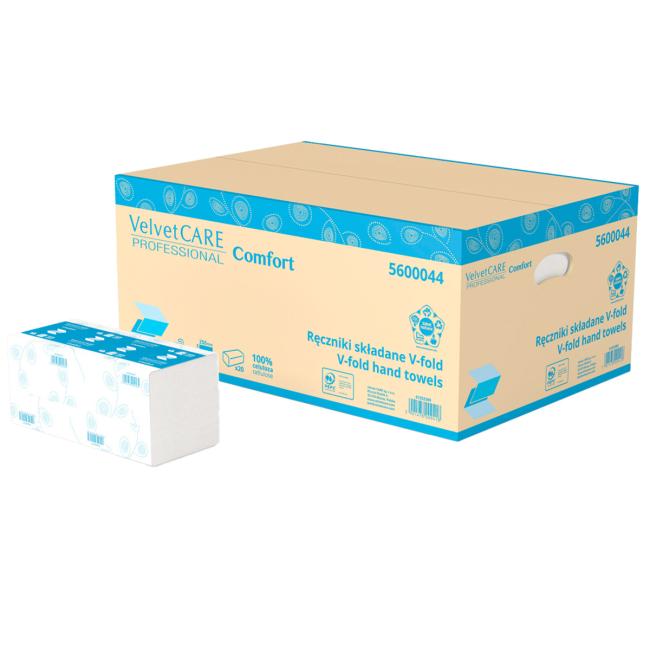 Papierové utierky skladané ZZ 2-vrstvové VELVET CARE 100%celulóza, 25x23 cm (20bal.)