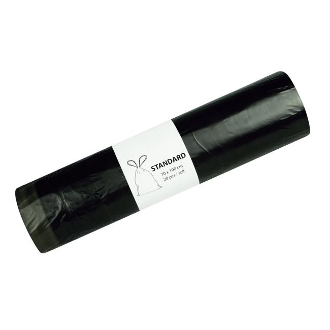 Vrecia pevné zaväzovacie 120l 20 mic. 700 x 1000 mm 20 ks čierne