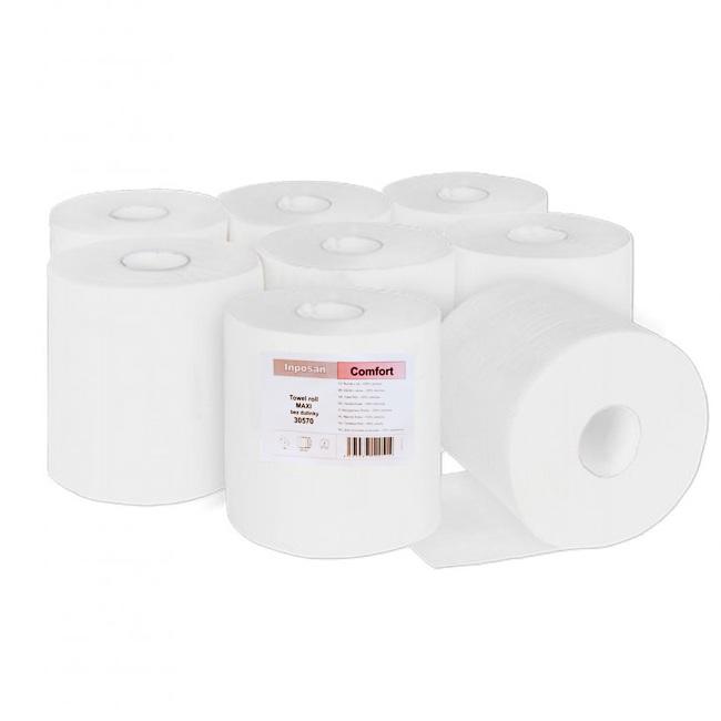 Papierové utierky v rolke 2-vrstvové bez dutinky MAXI, návin 140 m, celulóza biele (6ks)