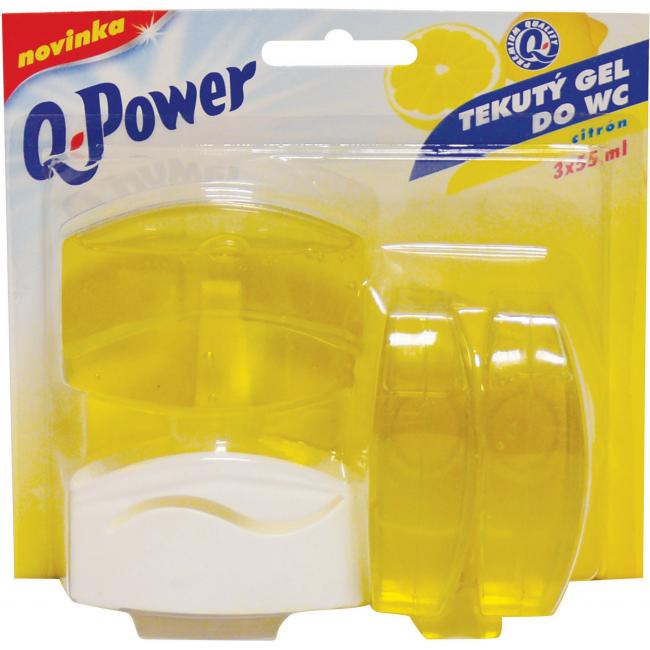 Toaletný blok Q-POWER Citrón 3 x 55 ml