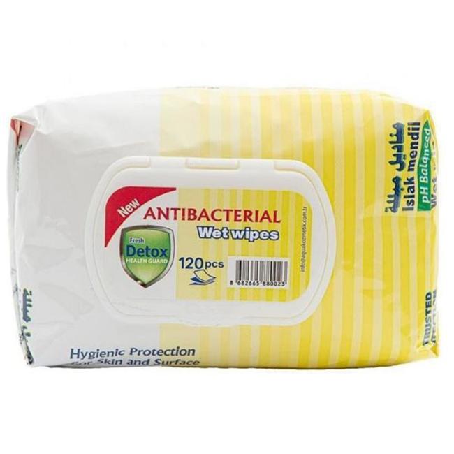 Antibakteriálne vlhčené utierky Fresh Detox Lemon na ruky a povrchy (120 ks)