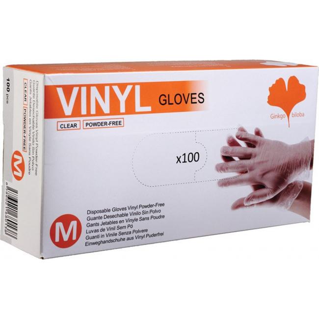 Rukavice jednorazové vinylové nepudrované, transparentné M 100ks