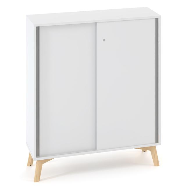 Policová skriňa ALFA ROOT, posuvné dvere, 2 police, 100x45x121,5cm, biela