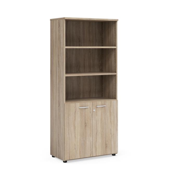 Policová skriňa BASIC, kombinovaná, so zámkom, 80x40x182,1cm, dub Somona