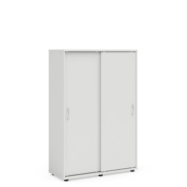 Policová skriňa BASIC, posuvné dvere bez zámku, 100x40x147,9cm, biela