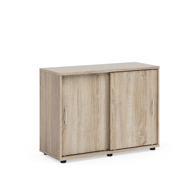 Policová skriňa BASIC, posuvné dvere bez zámku, 100x40x75,3cm, dub Somona