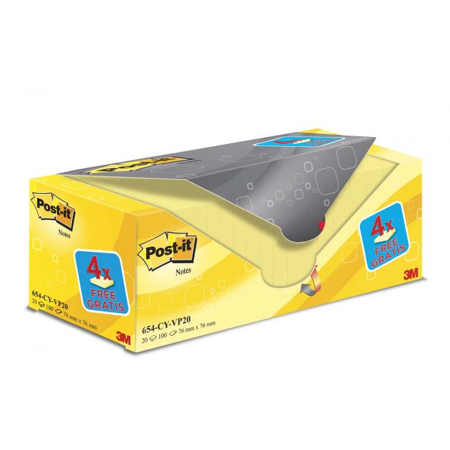 20x654 Samolepiaci bloček Post-it 76x76 žltý