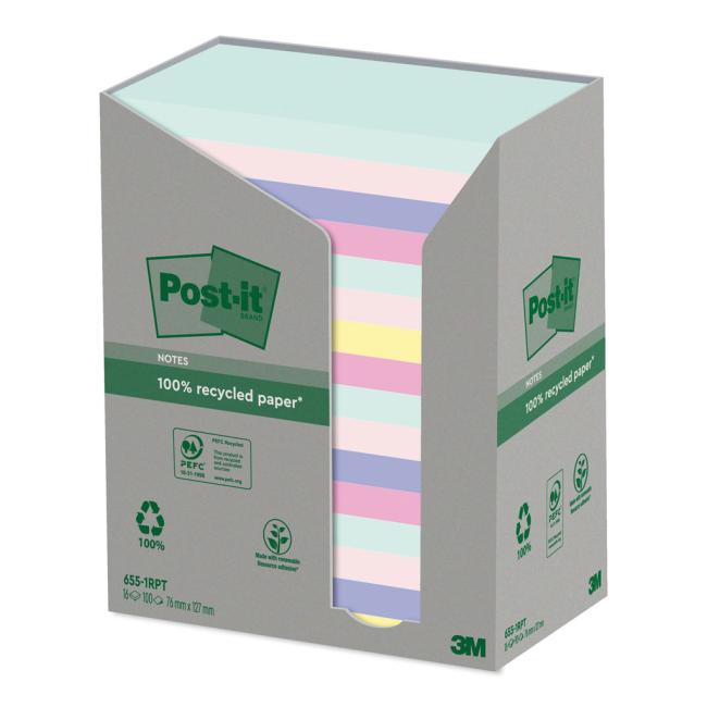 Samolepiaci bloček Post-it recyklované 76x127 dúhové